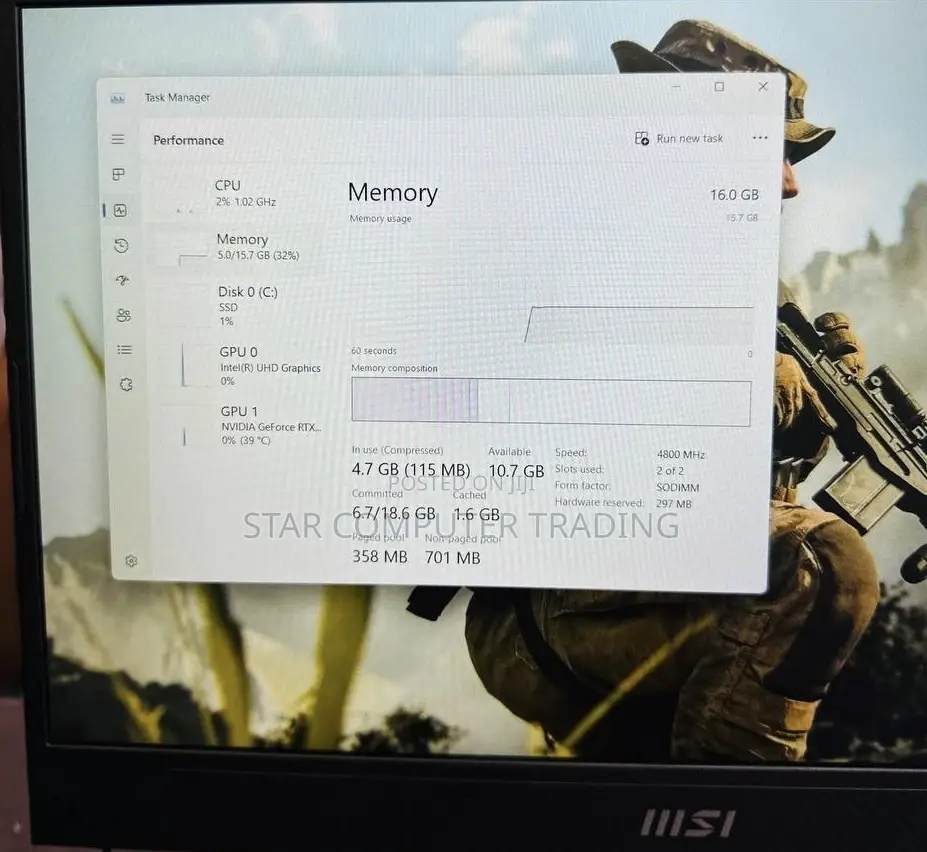 New Laptop MSI Katana 15 16GB Intel Core I7 SSD 512GB