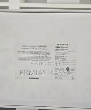 New Laptop Apple MacBook Air 2024 M3 15-Inch 8GB Apple M3 SSD 256GB