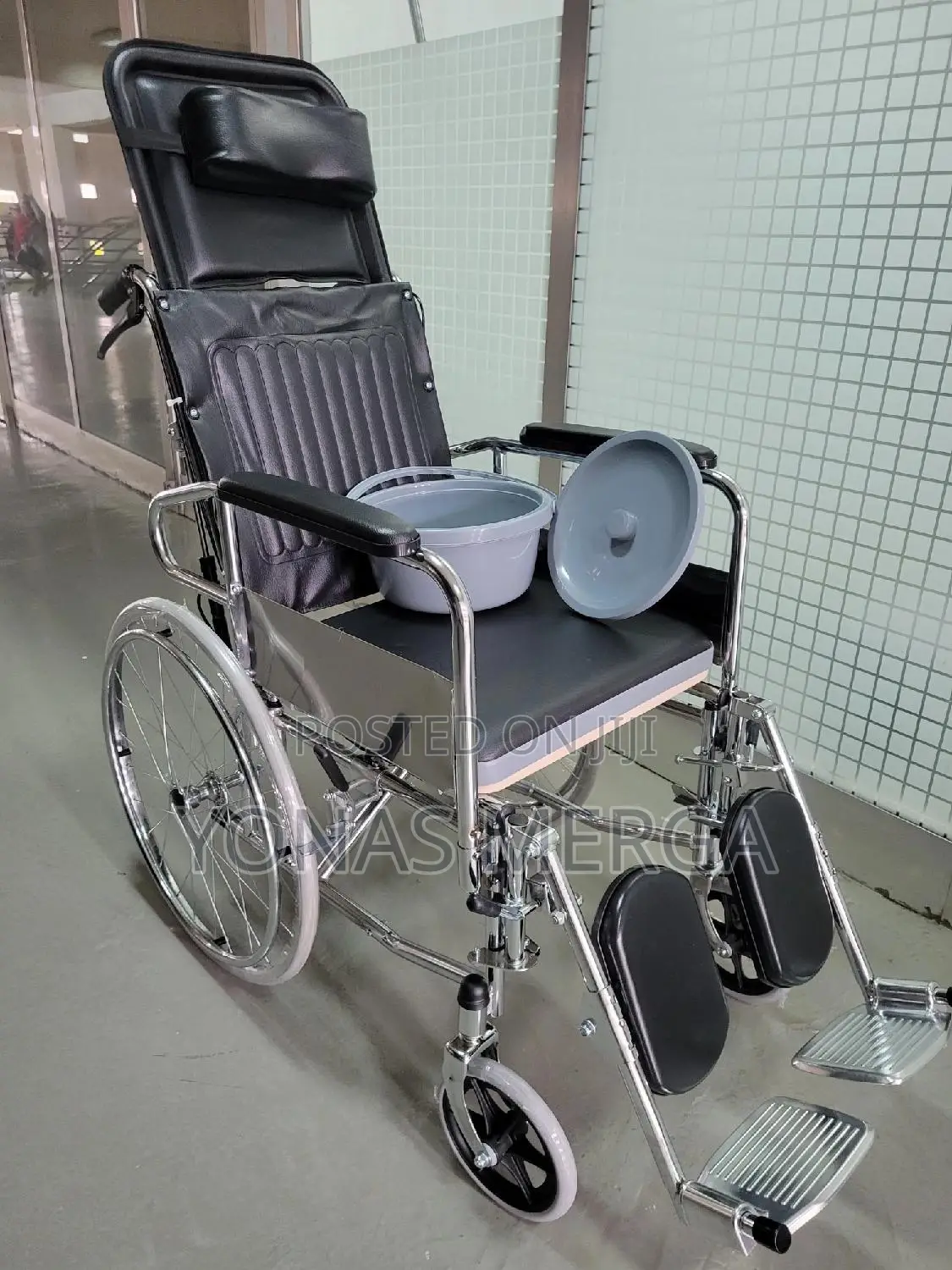 Reclining Wheelchair Bed Type Commode/Cot Come W/Reclining