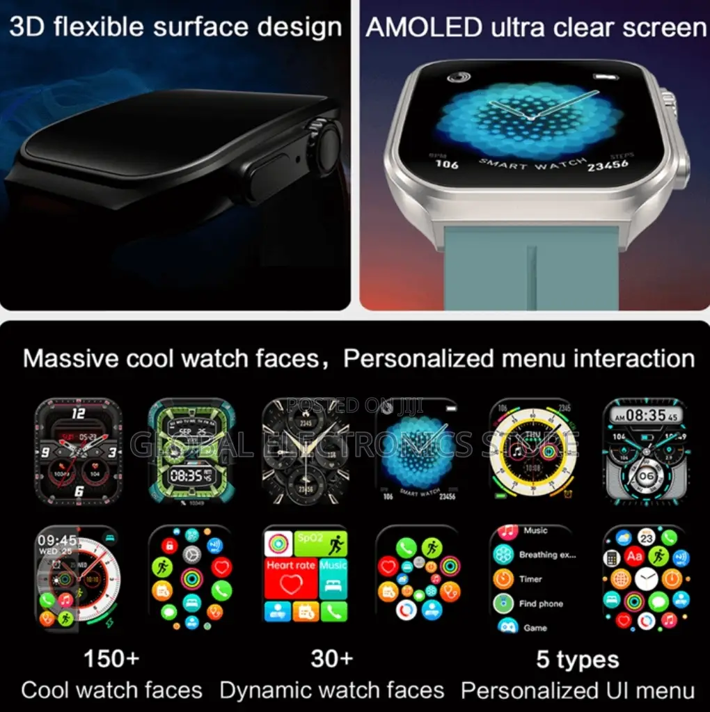 AMOLED Clear Screen 3D Flexible Surface Design Smart Watch