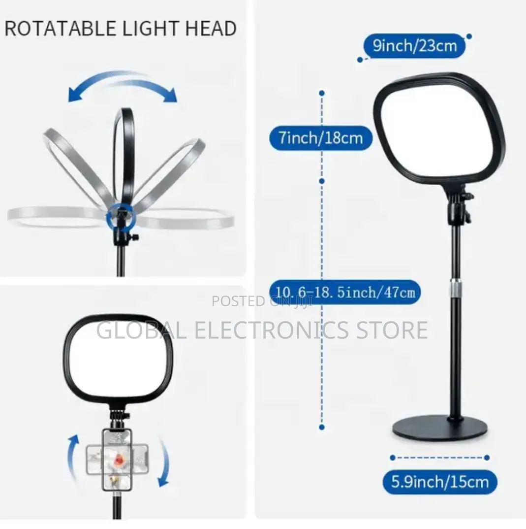አዲስ ሞደል Ringlight (12 Watt 5 Color 180° ተጣጣፊ With Stand)