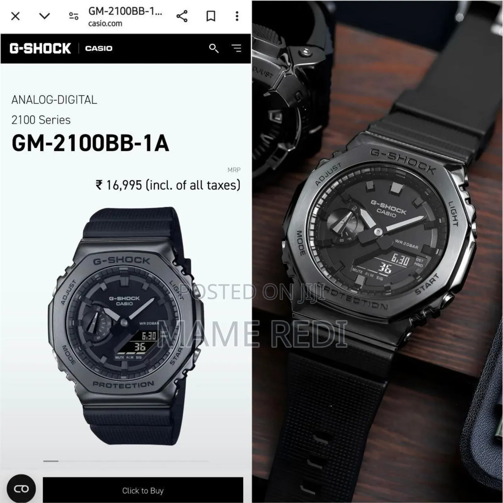 G Shock Ga2100-Full Black Colour in Stock_* Watch