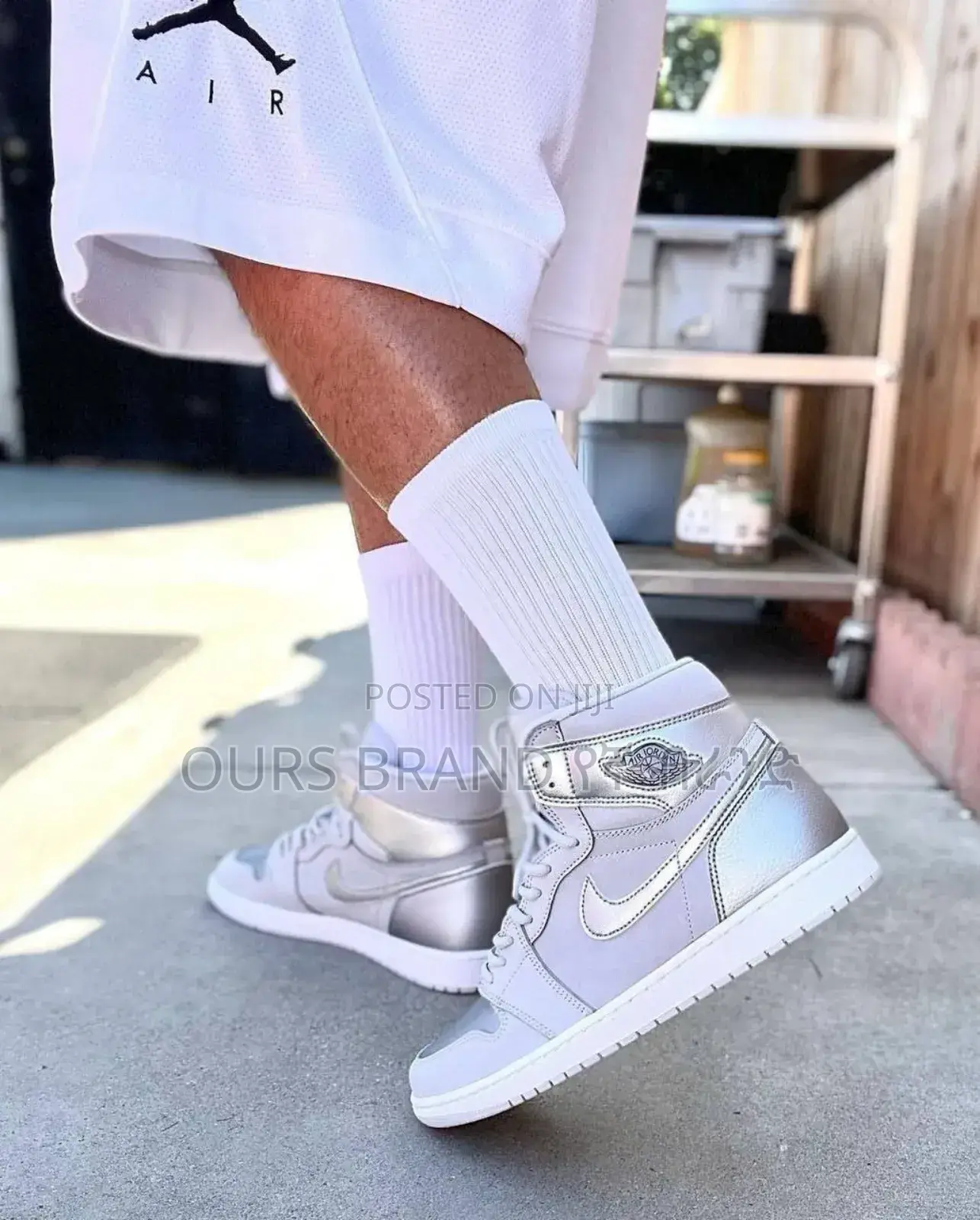 Nike Air Jordan 1 Retro OG Tokyo Silver White Mid Boots Sho