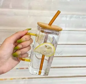 Glass Drinking Mug With Straw