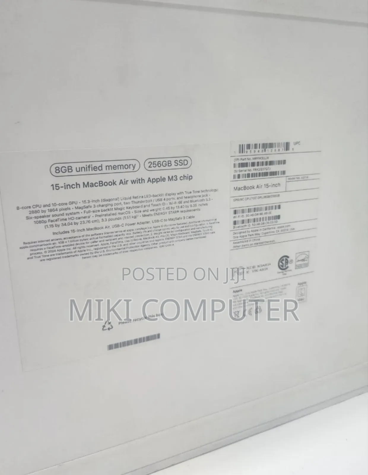 New Laptop Apple MacBook Air 2022 M2 8GB Intel SSD 256GB