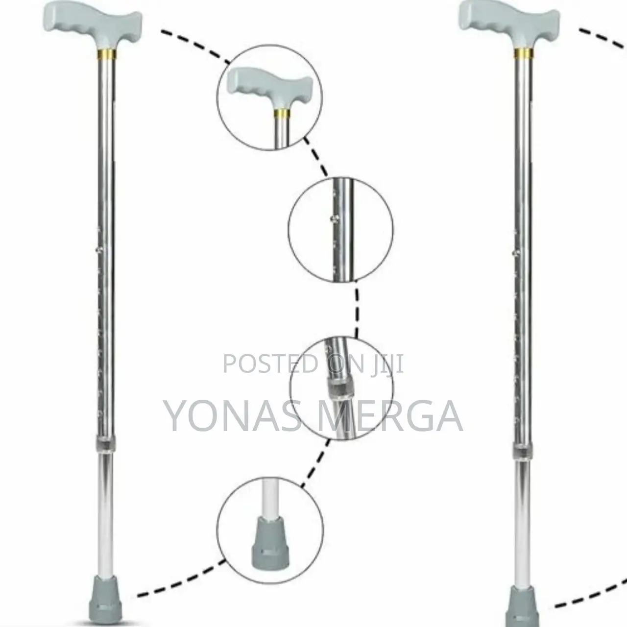 Walking Stick/Cane Premium Grade Rubber Shoes-Universal(Grey