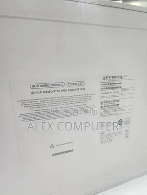 New Laptop Apple MacBook Air 2024 M3 15-Inch 8GB Apple M3 SSD 256GB