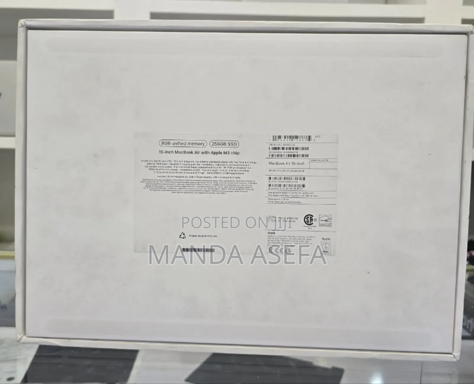 New Laptop Apple MacBook Air 8GB Apple M3 SSD 256GB