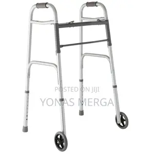 Single Button Folding Walker W/ Wheels Skis 32′′ – 39′′