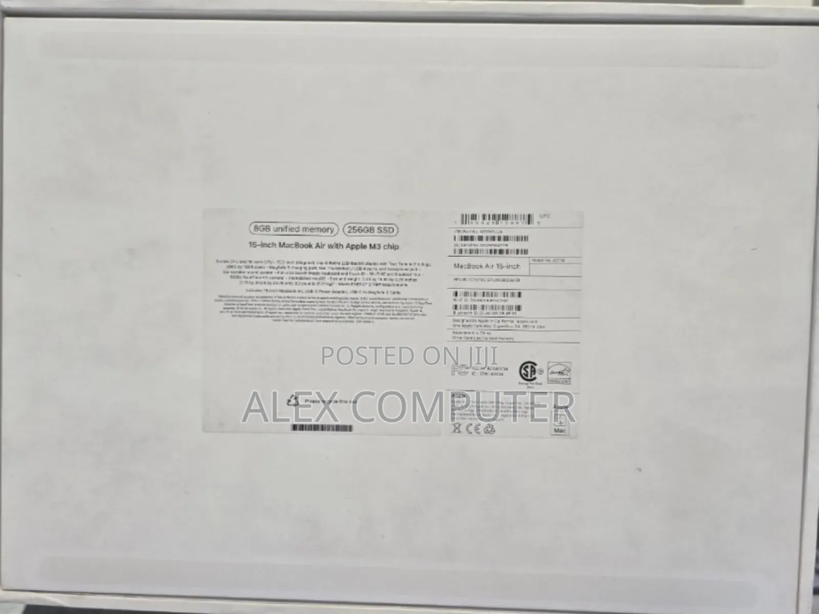New Laptop Apple MacBook Air 2024 M3 15-Inch 8GB Apple M3 SSD 256GB
