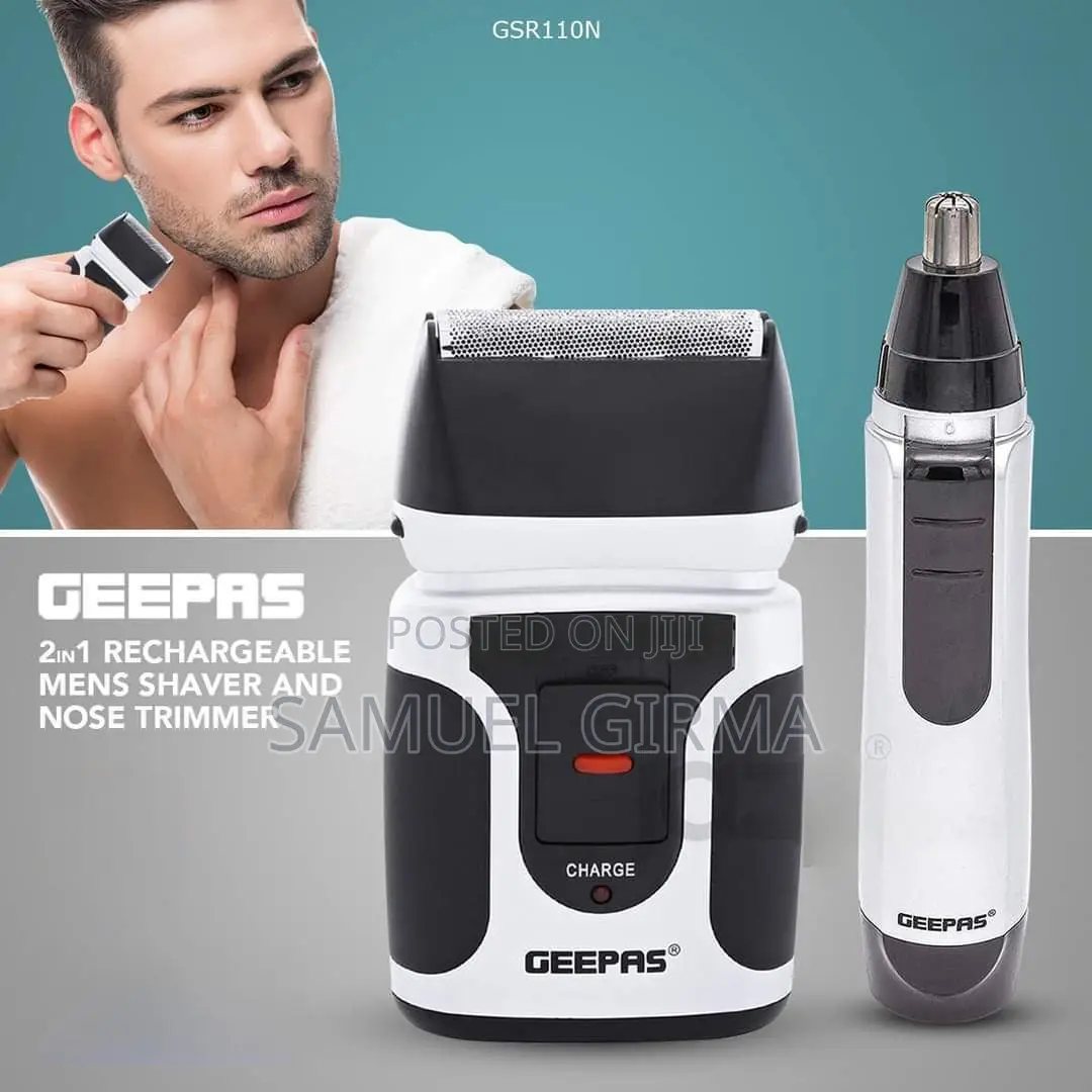 Geepas 2 in Men's Rechargeable Shaver With Nose Trimmer