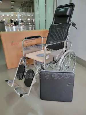Photo - Foldable,Commode Wheelchair W/ Toilet Bowl W/Removable Cover