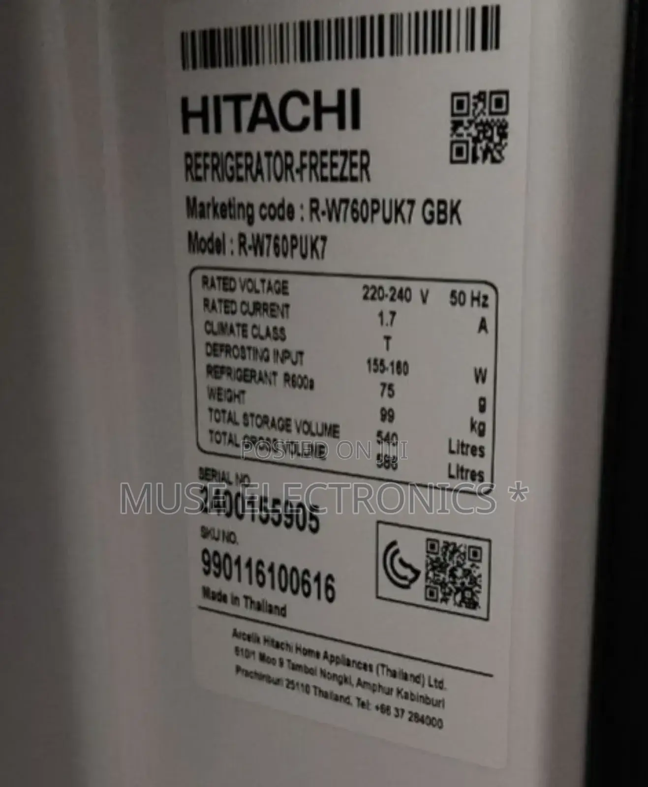 Hitachi 760 Model Refrigerator