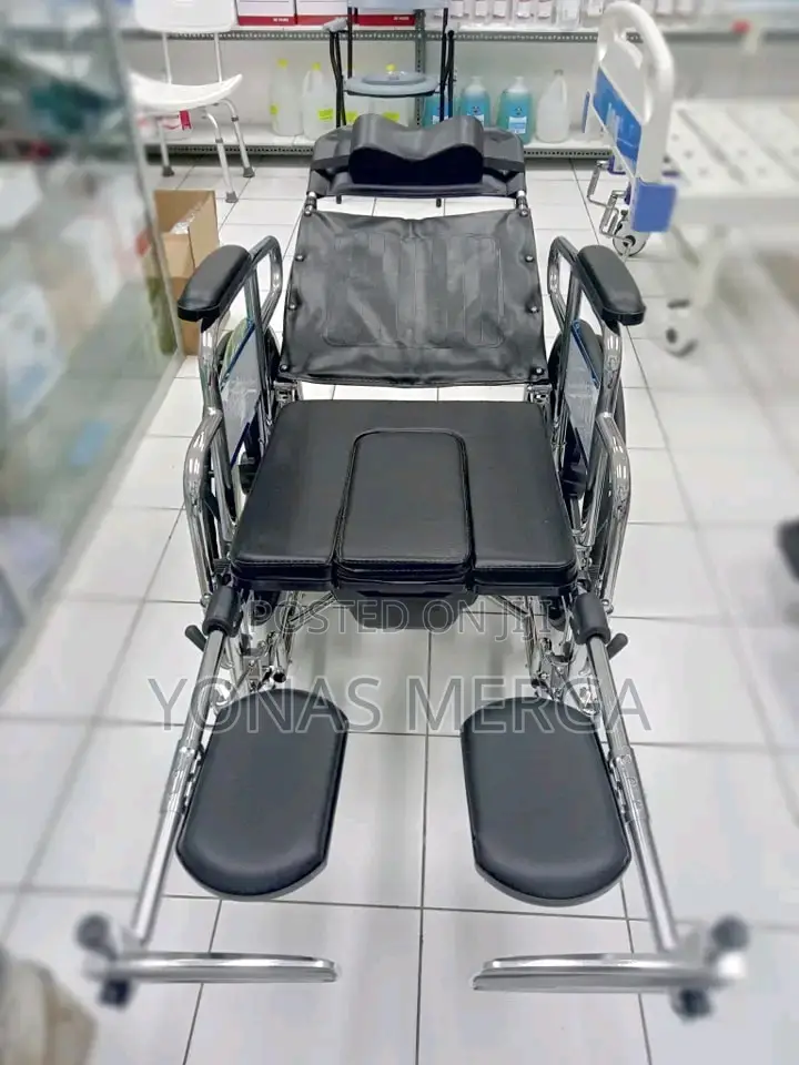 Toilet Wheelchiar Reclining High Back
–Foldable Detachable