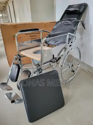 Reclining Wheelchair W/Commode Attachment/Elevating Footrest