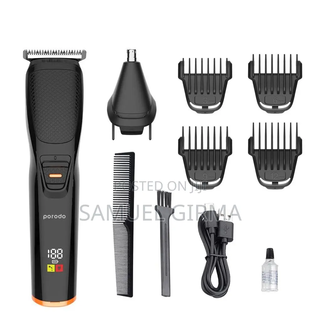 Porodo 2 In1 Rechargeable Hair Clipper With Nose Trimmer