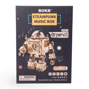 Rokr 3D Wooden Music Box DIY Mechanical Craft Robot, 221 PCS