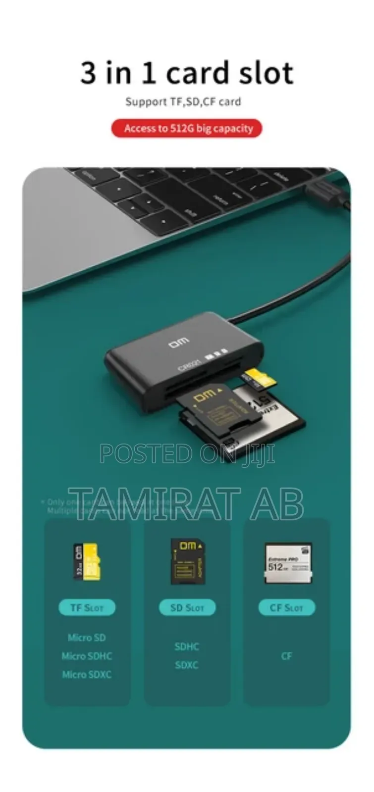3in1 Card Reader SD/TF/CF Multi Card Reader With USB3.0