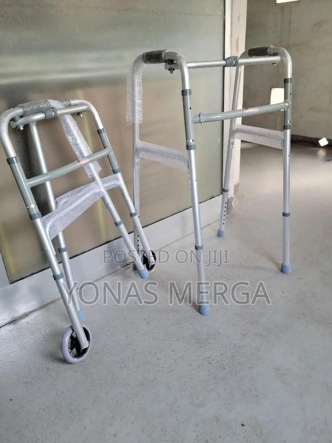 Release Folding Walker With Wheels, Grey, Adult Size