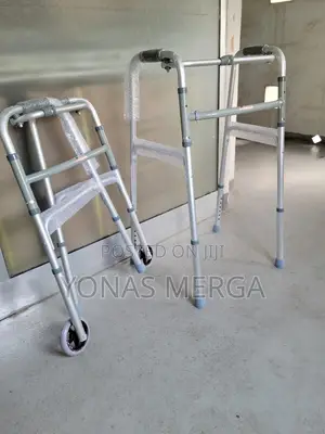 Photo - Release Folding Walker With Wheels, Grey, Adult Size