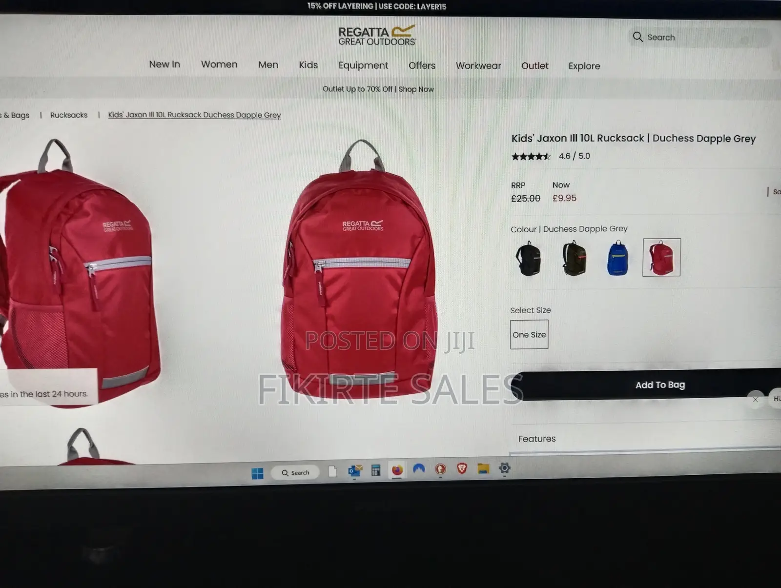 Girls Pink Backpack/Schoolbag - 10 Litre - Regatta Uk Brand