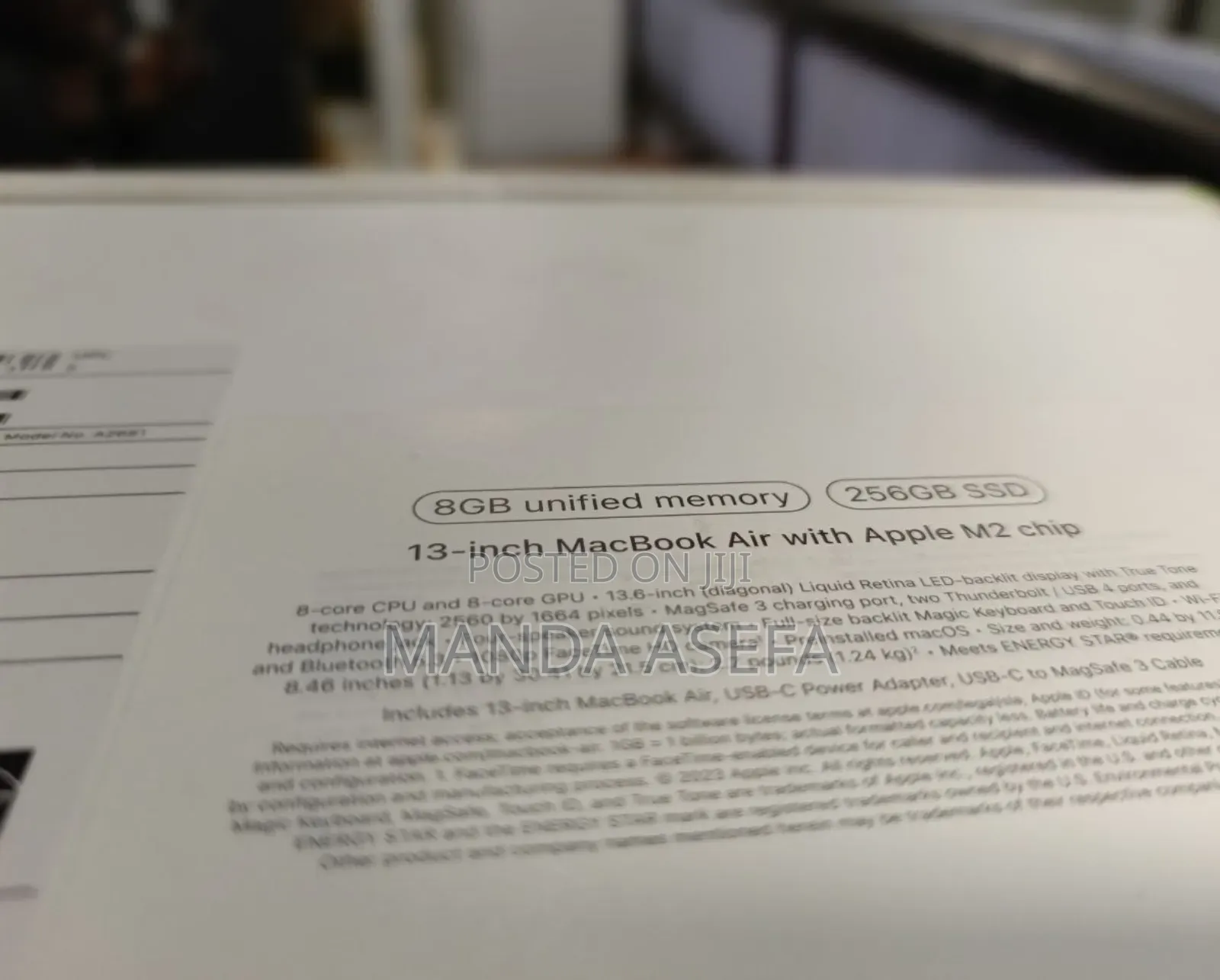New Laptop Apple MacBook Air 8GB Apple M2 SSD 256GB
