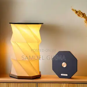 Natural Wood Twist Hexagon Led Desk Lamp