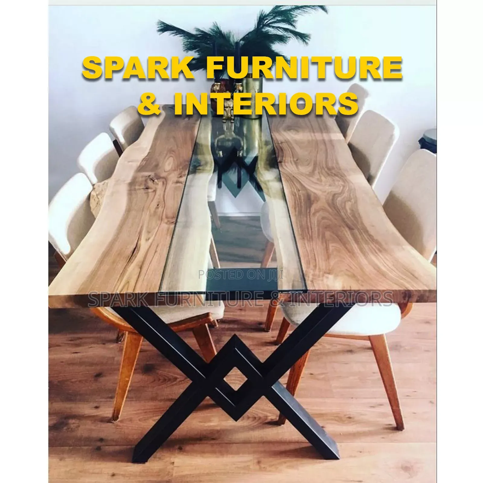 Wood and Glass Top Dining Set D-041