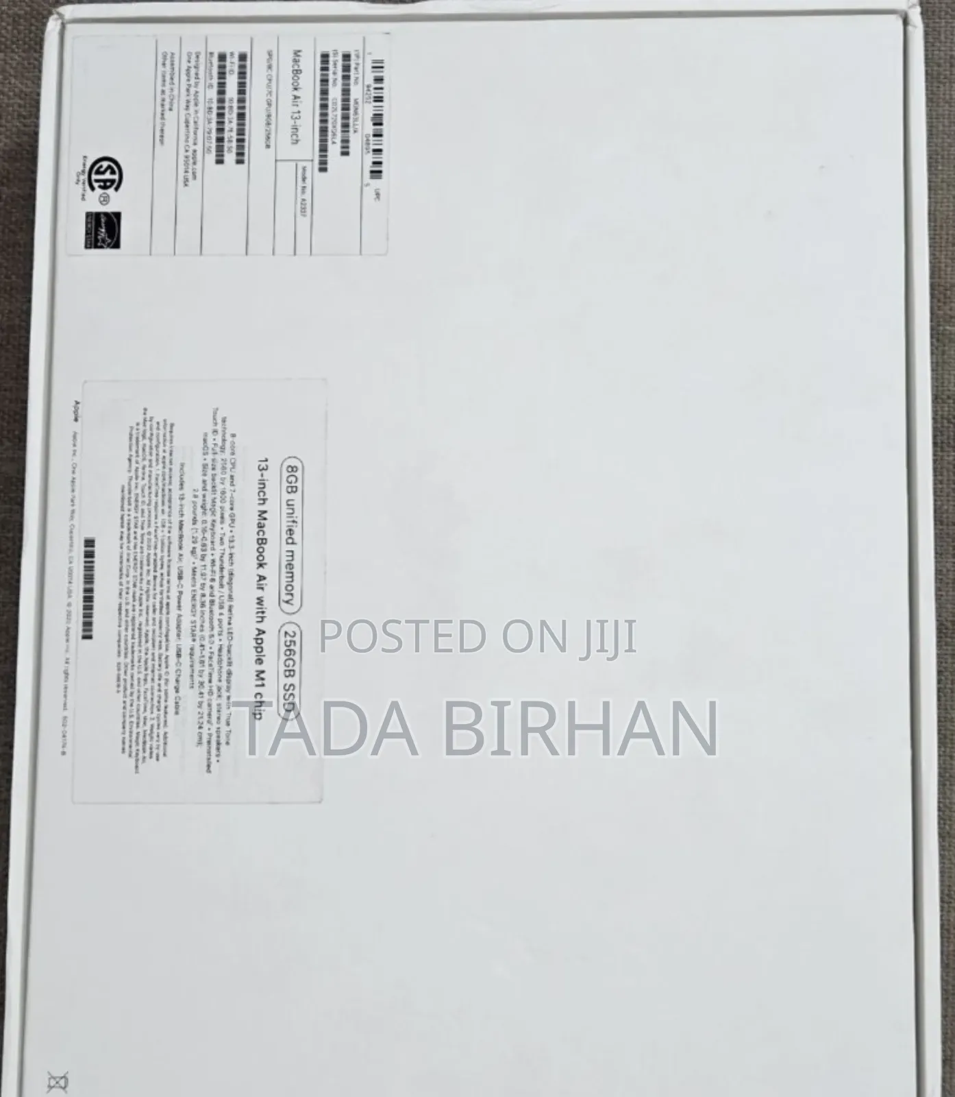 New Laptop Apple MacBook Air 2020 M1 8GB Apple M1 SSD 256GB