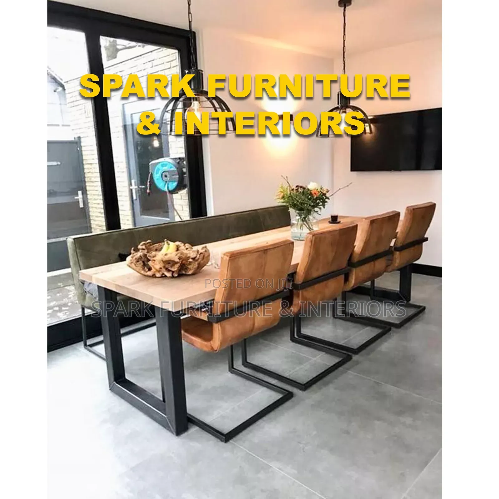 D-048 Wood Top Dining Set 8 Seater (ባለ 8 መቀመጫ)