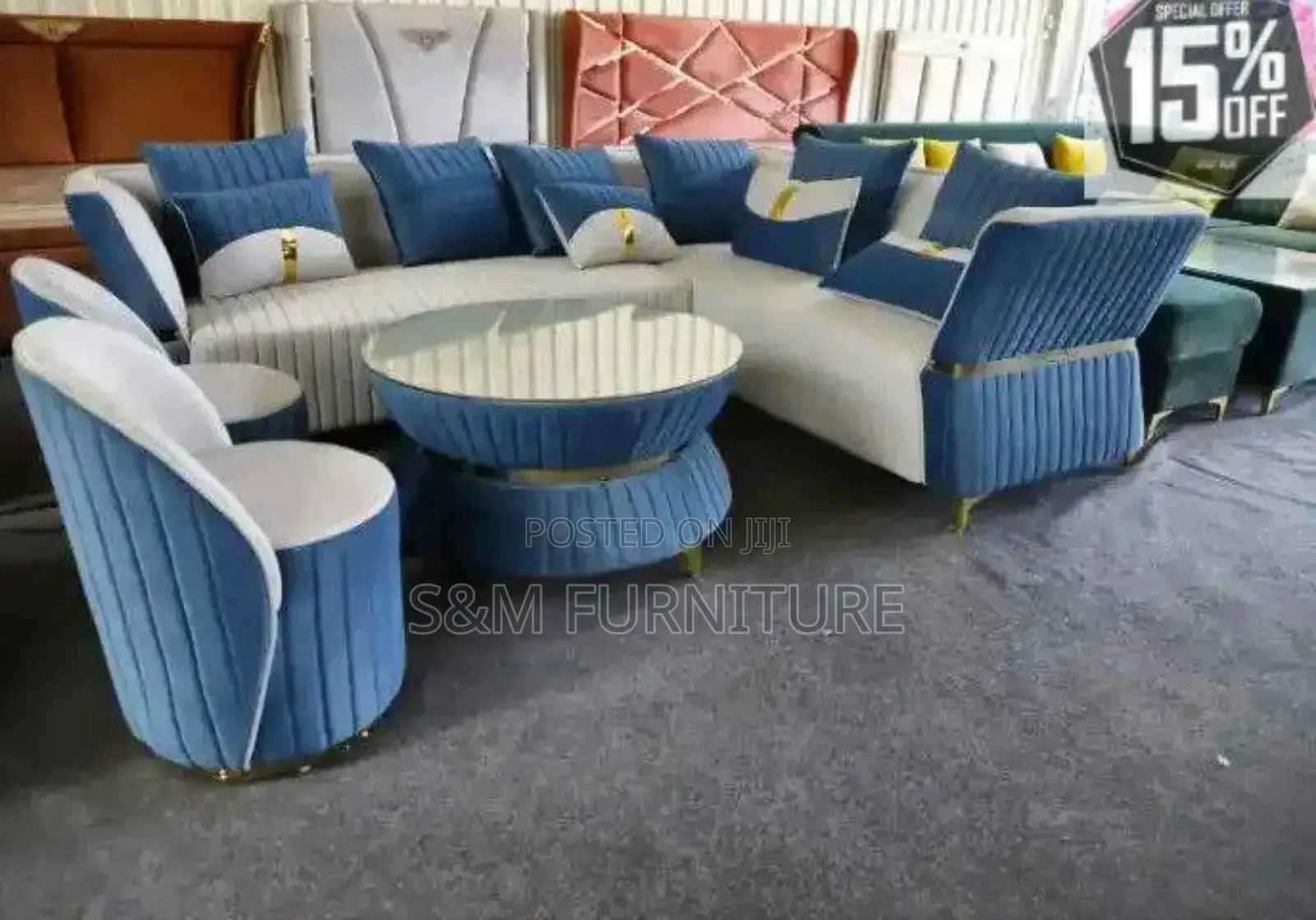 Latest L Shape Plus 2 King Sofa Design With Aluminium Legs