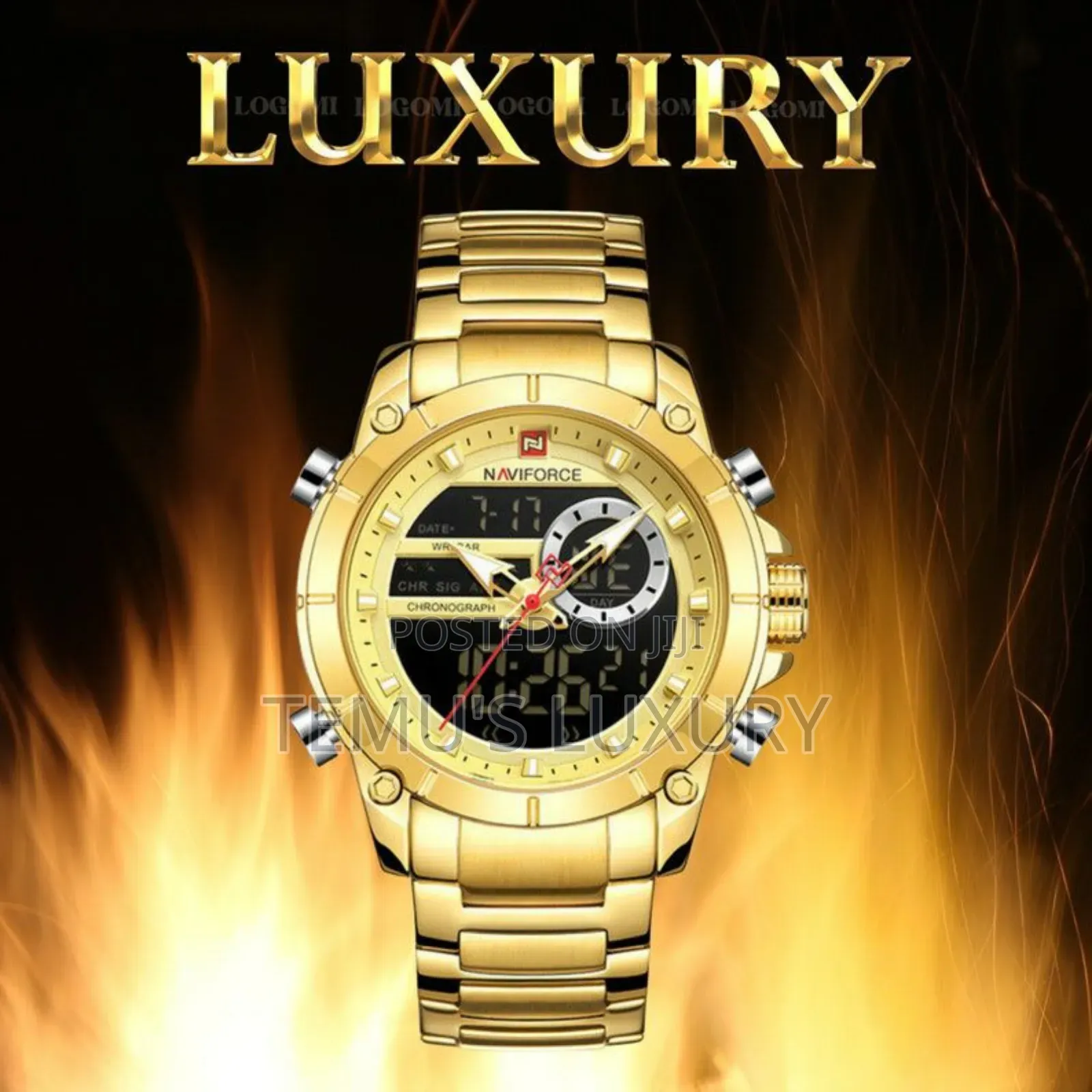 Navi Force Gold Waterproof Luxury Men's Quartz Watch