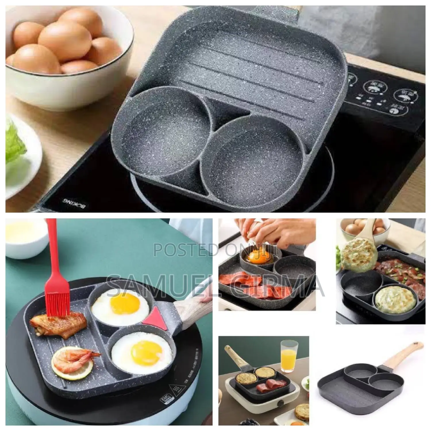  3 in 1 Flat Bottom Omelette Egg Pan