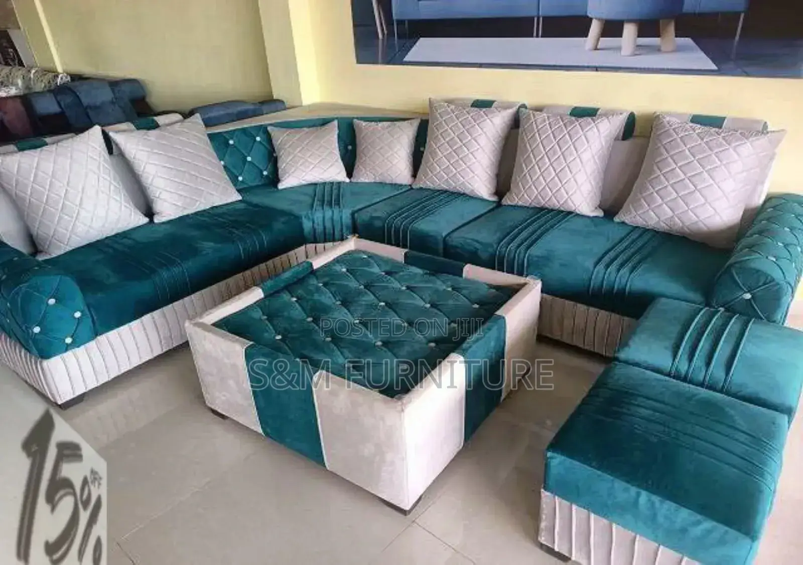 L Shape Sofa Set With Table and Two Boxes