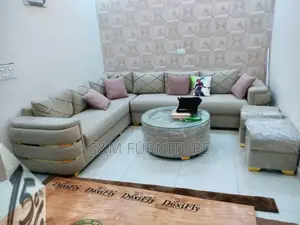 Photo - Cool L Shape Sofa With Table, 2 Boxes and Aluminium Legs.