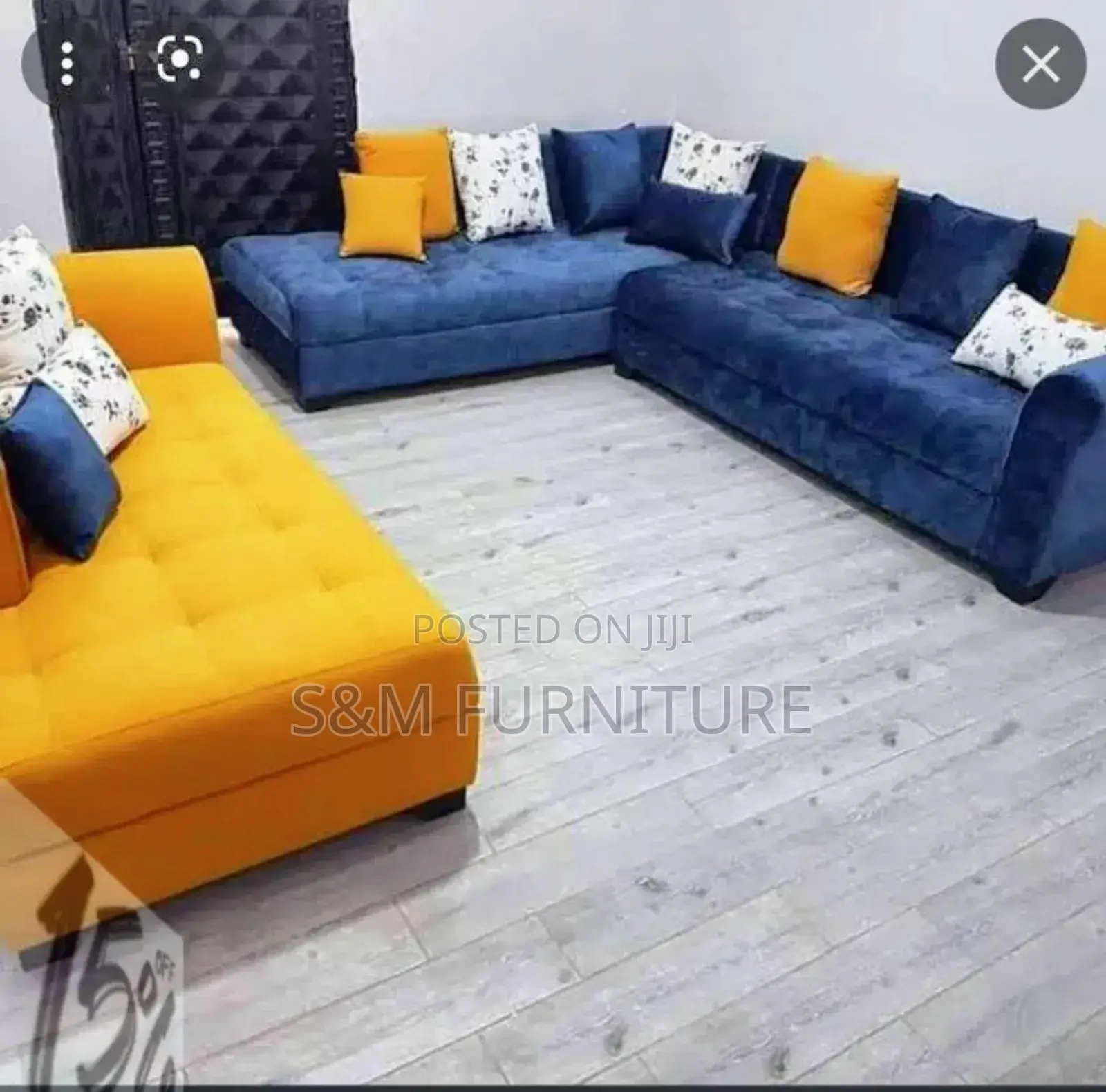 Attractive L Shape Plus 2 Seater Sofa With Wooden Sofa Legs