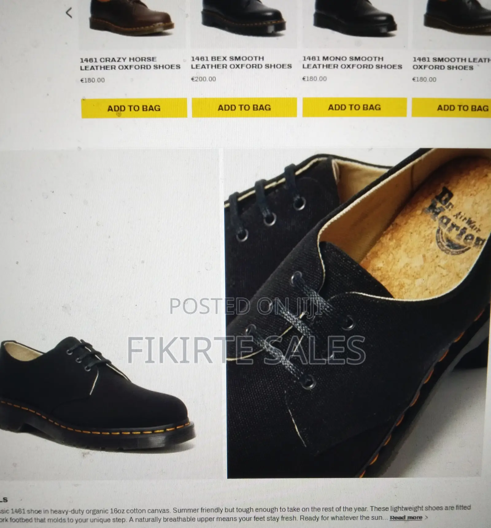 Dr Martens Shoes 1461 Style - Black Canvas - Uk10/Eu45/Us11