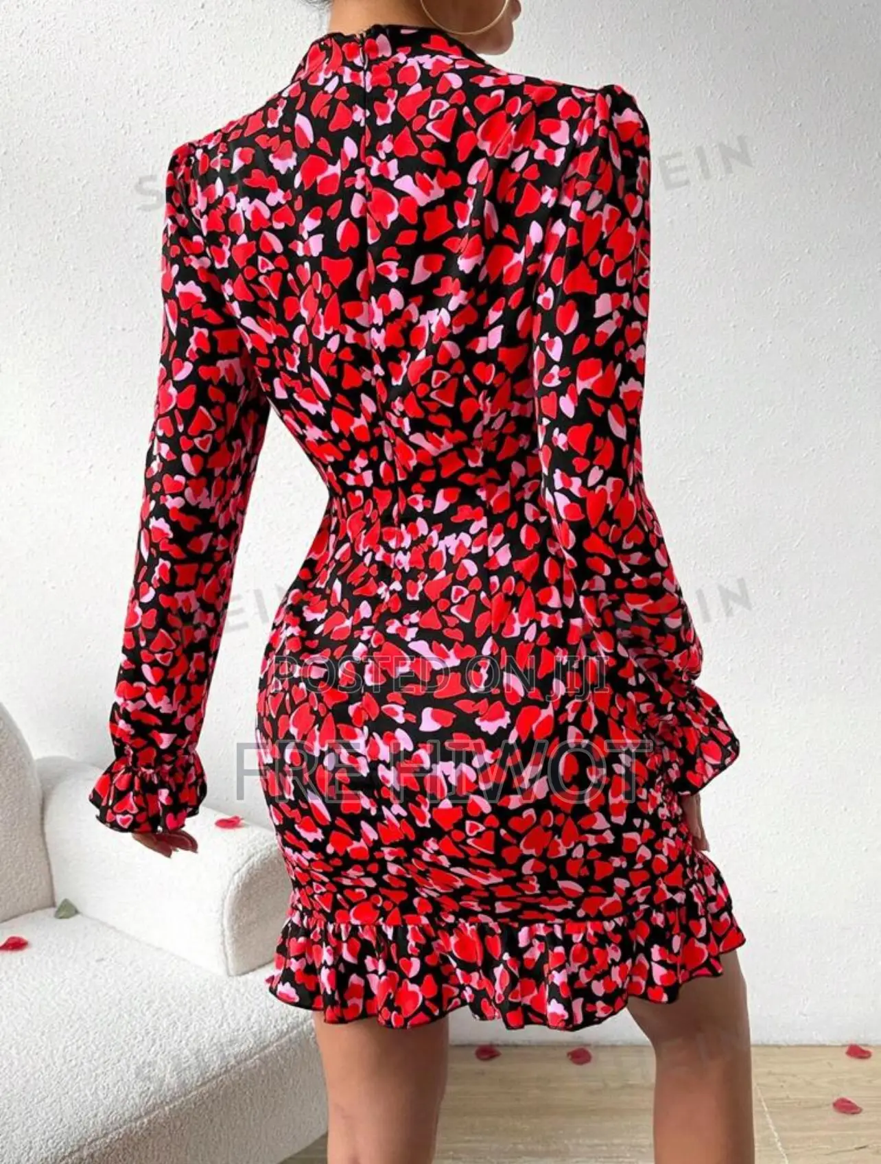 Privé Women's Heart Printed Stand Collar Dress