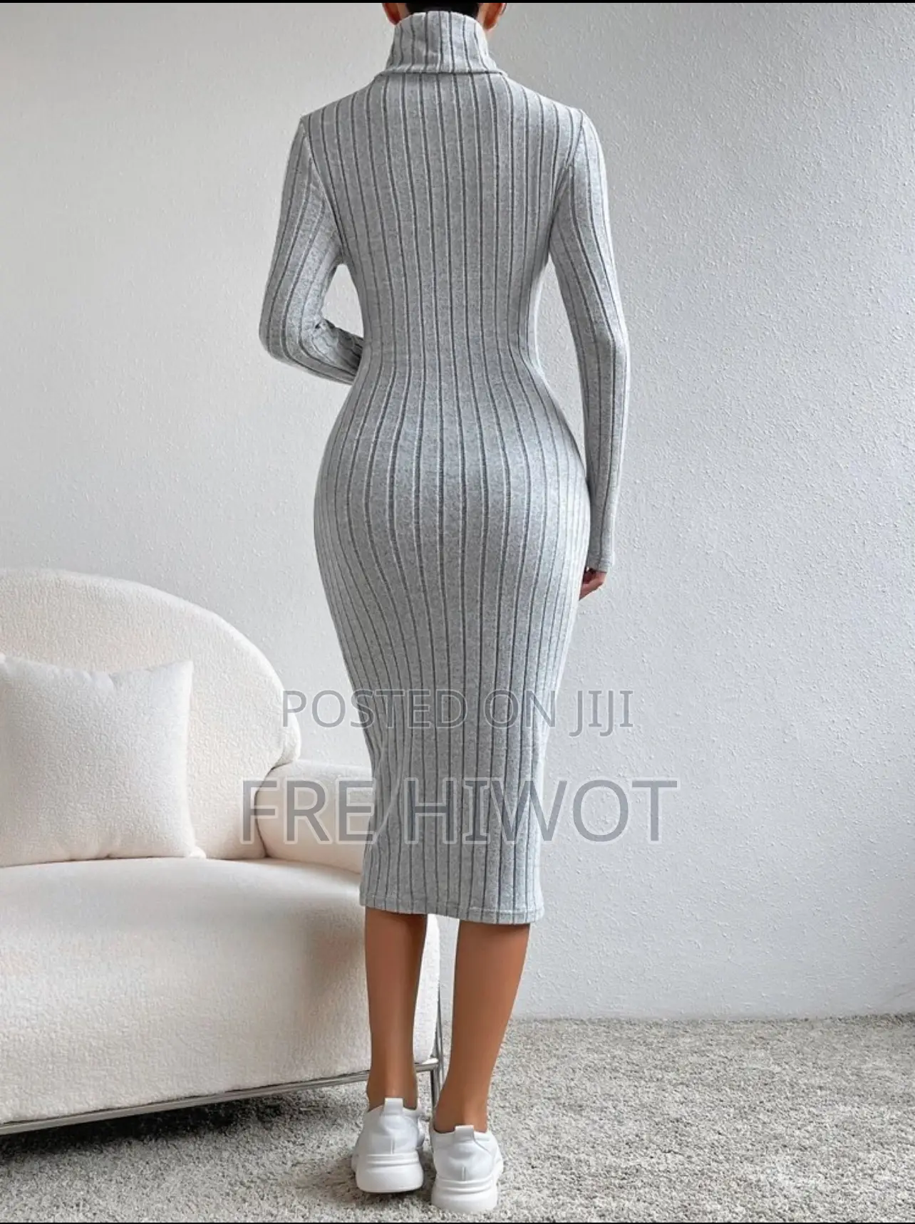 SHEIN Essnce Turtleneck Ribbed Knit Bodycon Dress