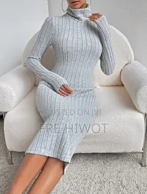SHEIN Essnce Turtleneck Ribbed Knit Bodycon Dress