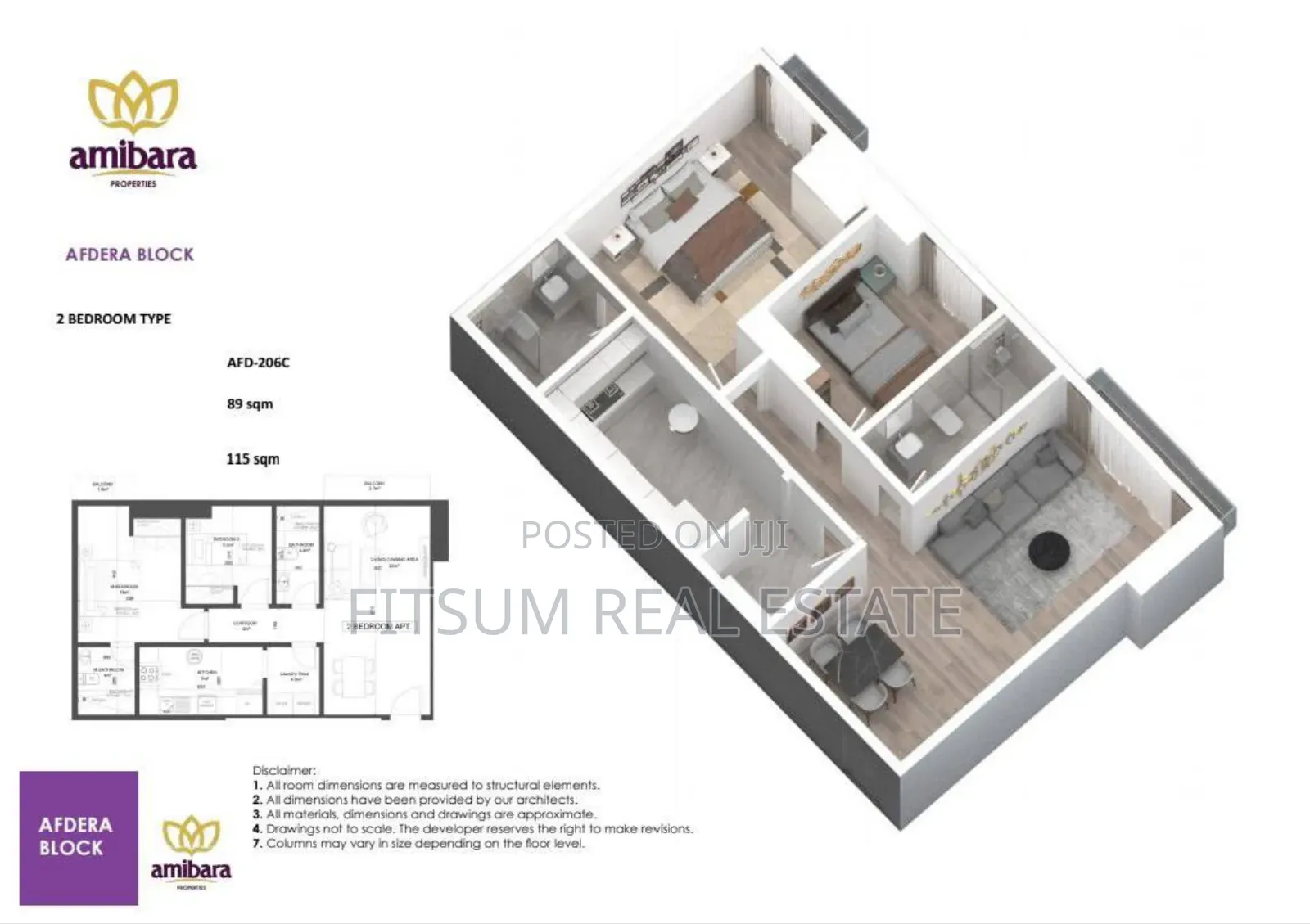 Furnished 3bdrm Apartment in Amibara Real Estate, Arada for sale