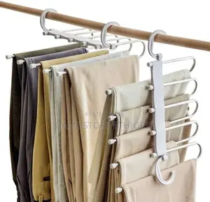 5 in 1 Non-Slip Multifunctional Pants Rack ቦታ ቆጣቢ የሱሪ መስቀያ
