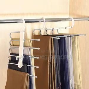 5 in 1 Non-Slip Multifunctional Pants Rack ቦታ ቆጣቢ የሱሪ መስቀያ