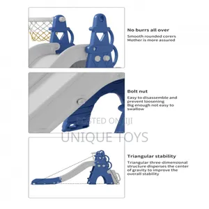 3-in-1 Foldable Slide:
Climbing + Slide + Basketball