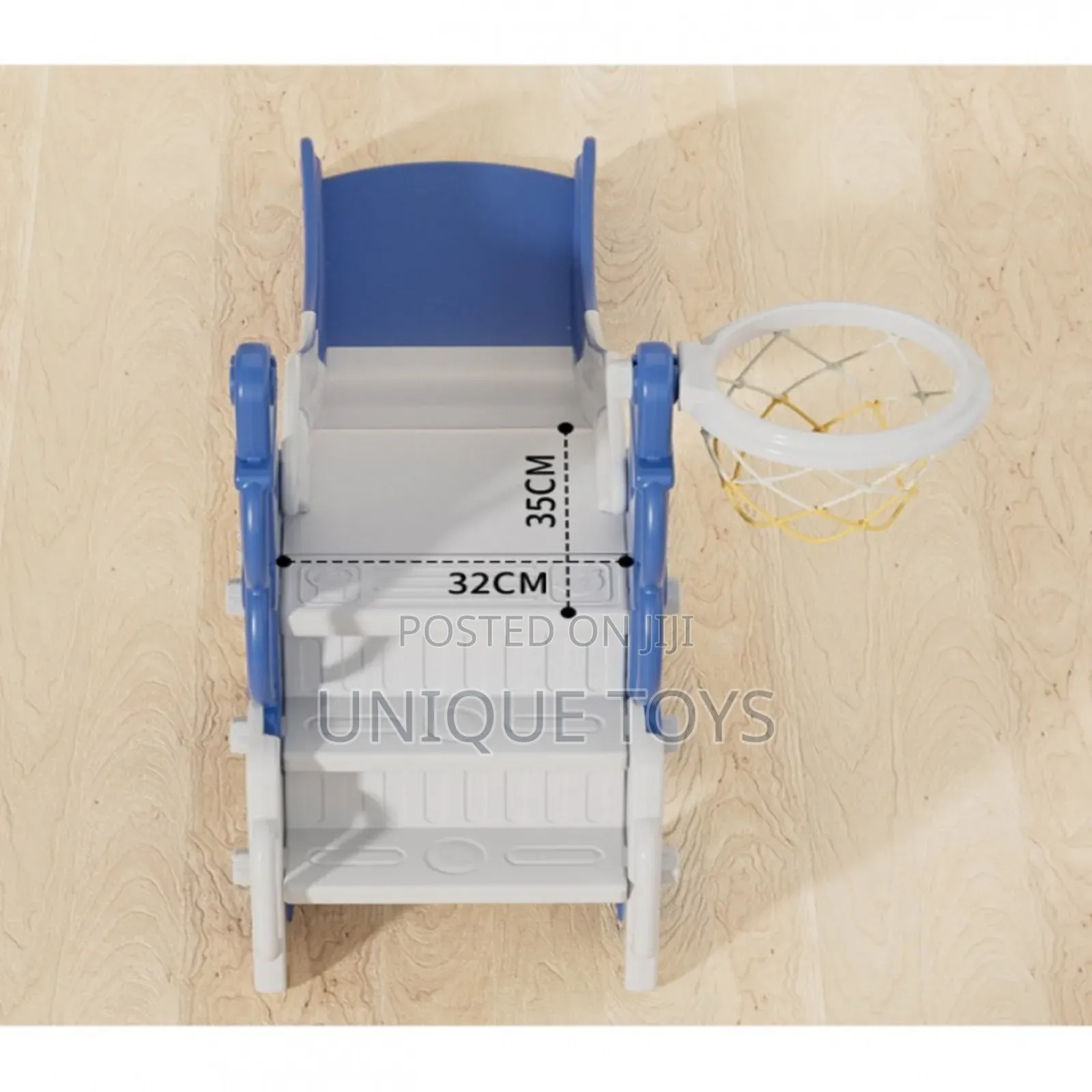 3-in-1 Foldable Slide:
Climbing + Slide + Basketball