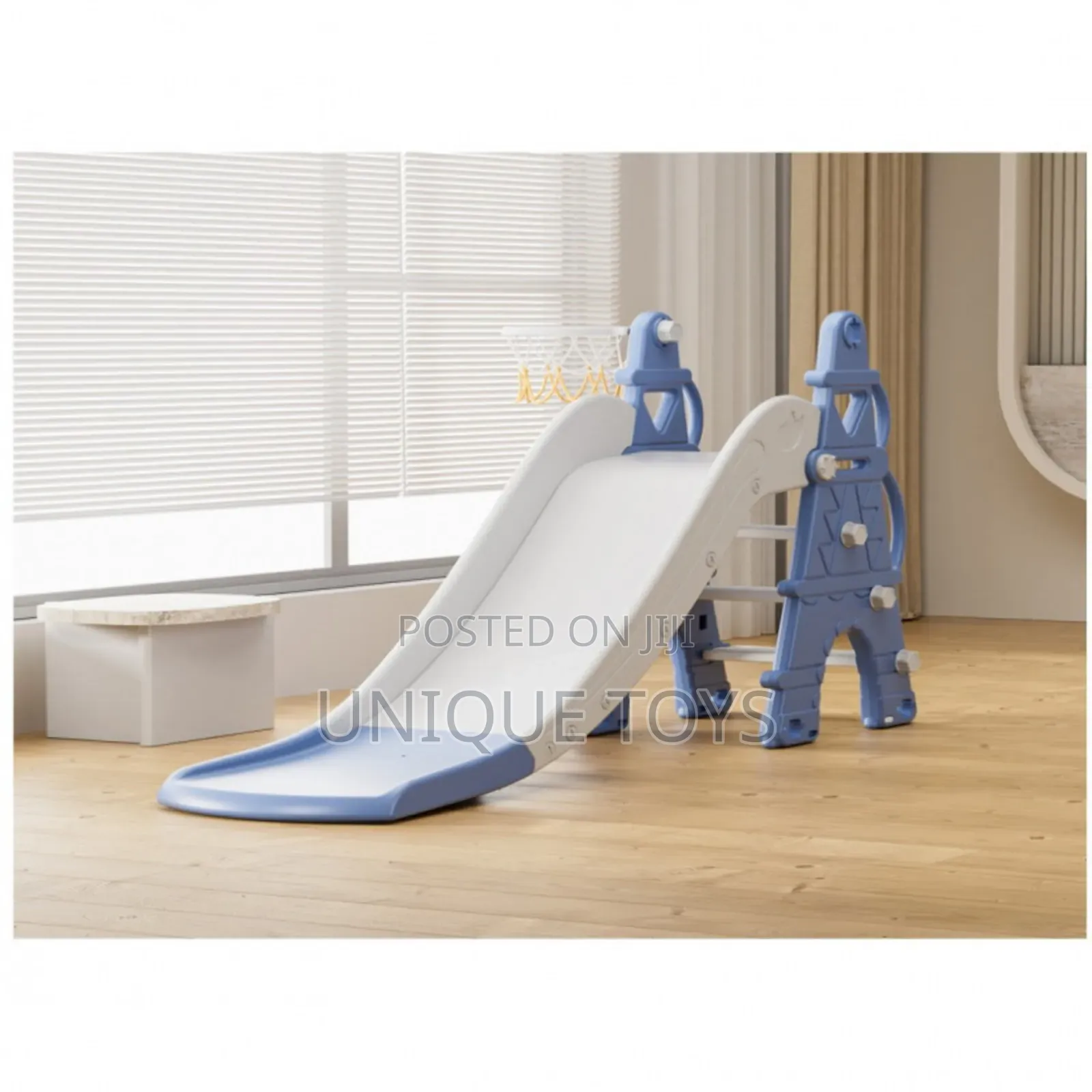 3-in-1 Foldable Slide:
Climbing + Slide + Basketball