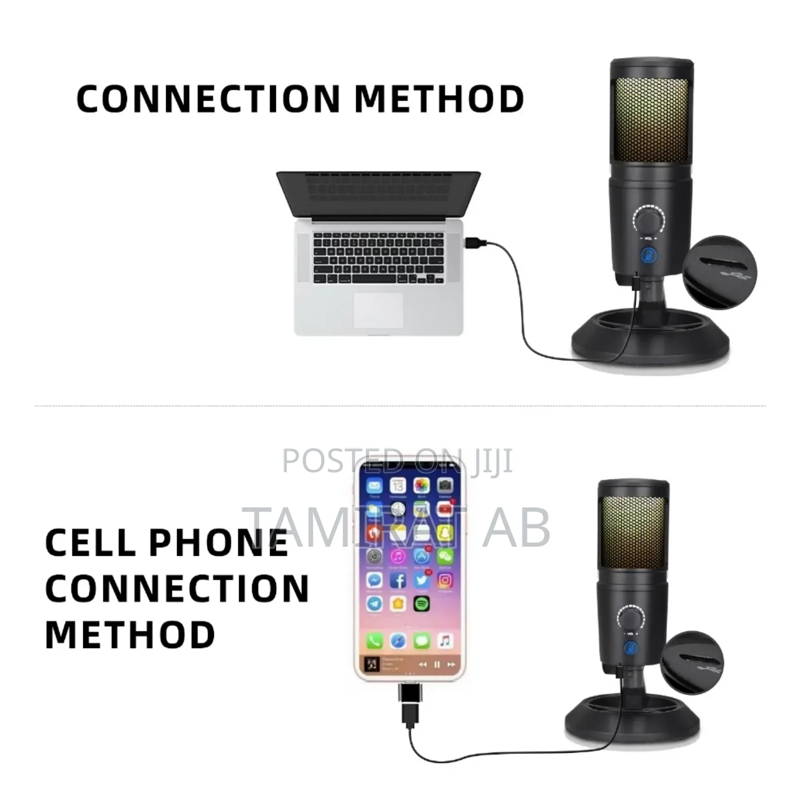 Professional USB Condenser Microphone, With RGB Lighting.