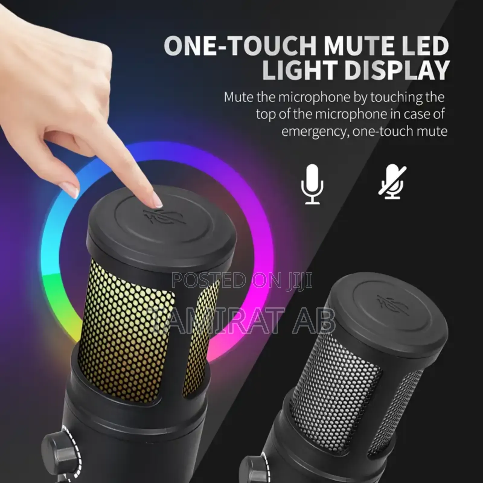 Professional USB Condenser Microphone, With RGB Lighting.