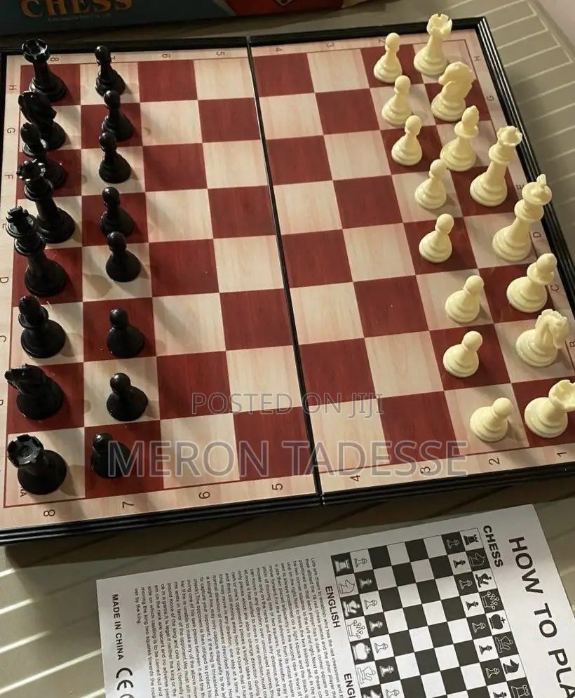 Magnetic Foldable Chessboard Chess Game ማግኔቲክh ታጣፊ ቼዝቦርድ