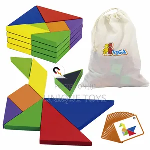 Magnetic Wooden Tangram Blocks Set - 35 Count